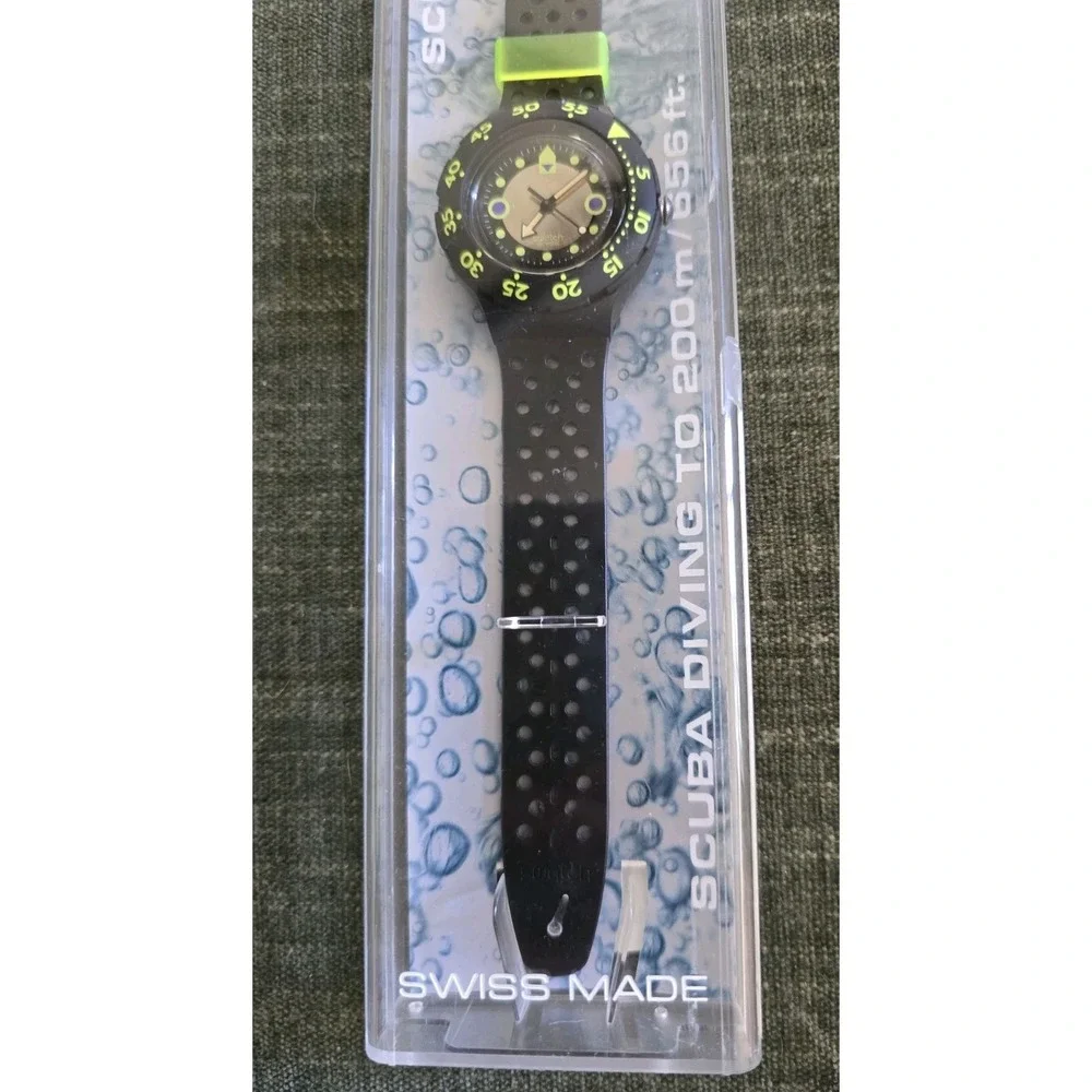 Swatch Scuba 200 SDK101 Barrier Reef Vintage Black Green Diving Watch Swiss Made